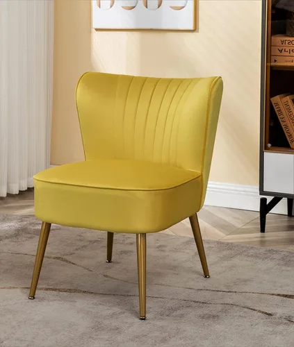 Vista 34 de Silla moderna de terciopelo para sala de estar, dormitorio o entrada, diseño elegante y cómodo sin brazos con patas de metal, color negro