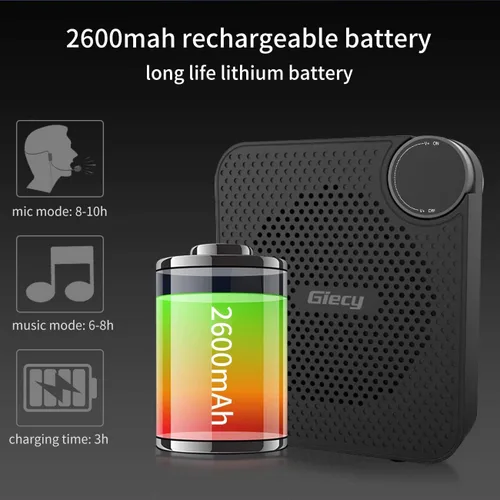 Vista 5 de Amplificador de Voz Portátil con Auriculares de Micrófono con Cable, Altavoz de Sistema PA Recargable, Micrófono Personal, Amplificador de Voz