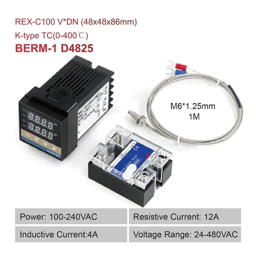 Vista 2 de Rex-C100 Short Shell Pid Temperature Controller + K Type Thermocouple + 40a SSR Relay + Heat Sink