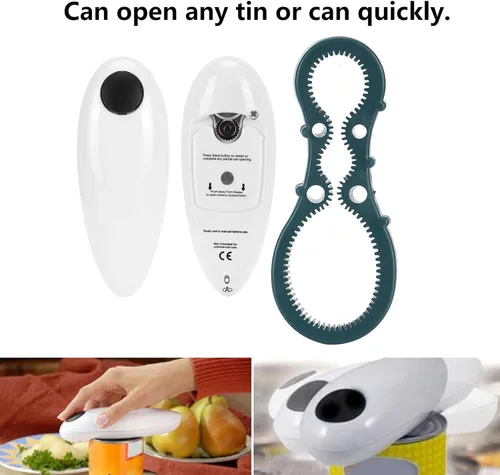 Vista 2 de Abridor de latas eléctrico de cocina, abridor de latas automático y abridor de botellas manual, abridor de tarros automático seguro de borde liso