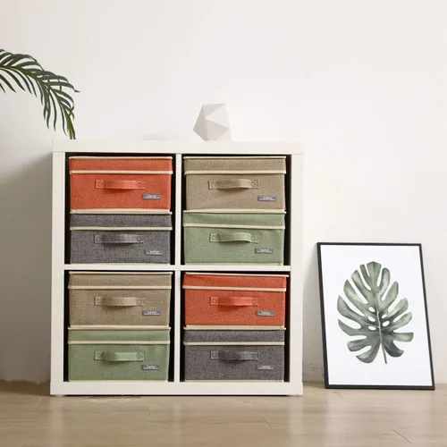 Vista 4 de YueYue - Cajas de almacenamiento de tela, Paquete de 4 piezas, paquete de 4