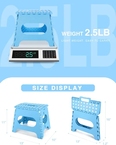 Vista 163 de Dyforce Taburete plegable de 9 pulgadas, taburete para niños, taburetes resistentes para adultos, taburetes de pie compactos, taburetes ligeros