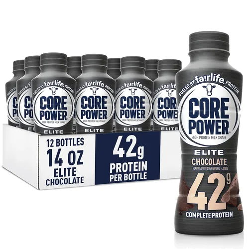 Vista 10 de Fairlife Core Power Elite - Batido de leche de alto contenido proteico 1.48 oz, sabor a fresa, botellas de 14 onzas (12 unidades)