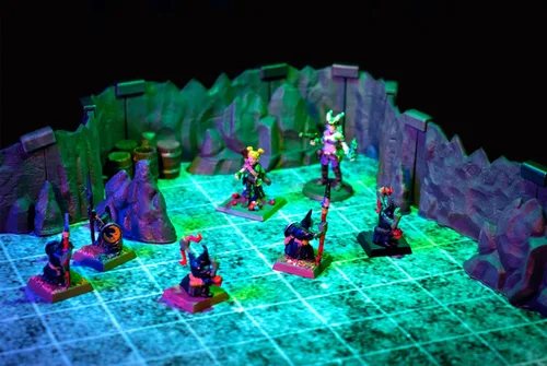 Vista 4 de Dirt Cheap Dungeons Goblin Cavern - Juego de 143 piezas de cueva modular y túnel - 5.5 pies de paredes lineales para cuadrícula de 1 pulgada TTRPG