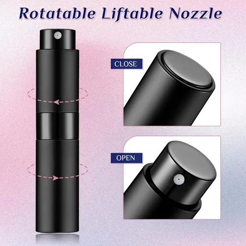 Vista 2 de Remerry Atomizador de perfume de 0.3 fl oz, botella de spray de perfume pequeña recargable, pulverizador de viaje portátil vacío con 5 embudos, 5