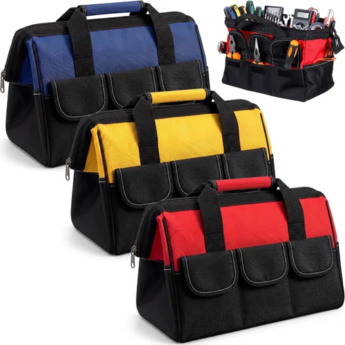 Vista 10 de Sanwuta Paquete de 3 bolsas de herramientas para hombres con parte inferior dura impermeable, bolsa de herramientas de alta resistencia de boca