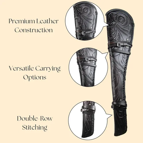 Vista 2 de Hulara Real Leather Rifle Scabbard for Lever Action Rifle Case Shotgun Scabbard Carved Saddle Scabbard For Henry Big Boy Rifle With Padded