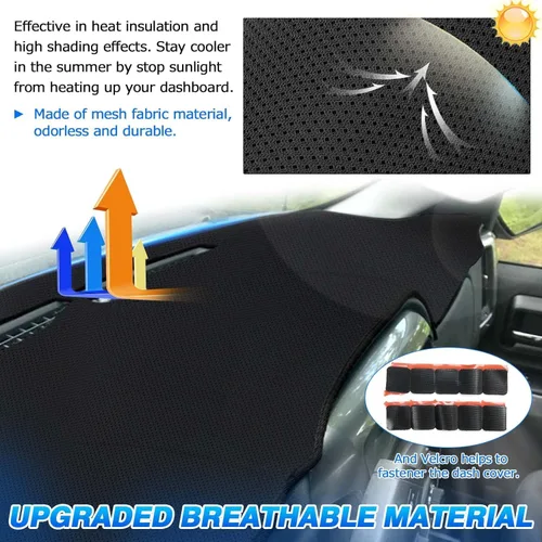 Vista 377 de FIILINES - Cubierta para tablero, accesorio para tablero de malla antideslizante, parasol sin reflejos y protector compatible con Toyota Tundra