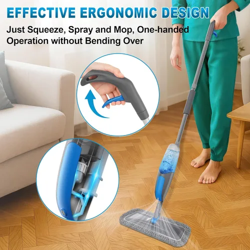 Vista 8 de BPAWA Trapeadores en aerosol para limpieza de suelos: mopa de microfibra húmeda y seca para pisos de vinilo de madera laminada de madera dura con 3