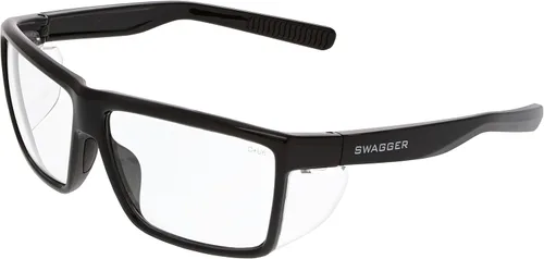 Vista 6 de MCR Safety SR218B Swagger SR2 Series Gafas de seguridad con almohadillas de goma termoplástica y protectores laterales desmontables, marco negro