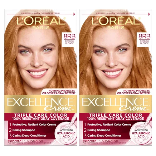Vista 56 de L'Oreal Paris Excellence Creme - Coloración permanente para el cabello, rubio medio 8, 100 % de cobertura de canas, paquete de 2