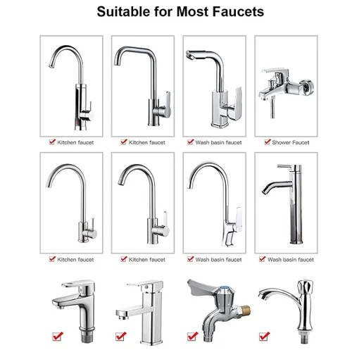 Vista 5 de Grifo universal con filtro de salpicaduras 720 giratorio con 2 modos de salida de agua, todo material de cobre, adecuado para cocina y baño