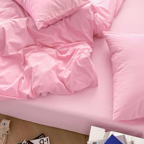 Vista 5 de Nanko Juego de funda de edredón rosa tamaño individual, juegos de ropa de cama de microfibra ligera de lujo con lazos de cremallera, juegos de ropa