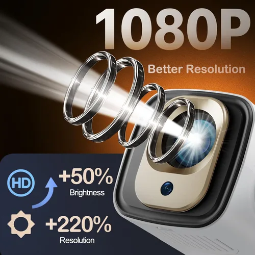 Vista 3 de WOOPKER Mini proyector HY260 Pro actualizado con WiFi y Bluetooth 5.4, enfoque automático/Keystone, soporte nativo 1080P para 4K, control remoto Air