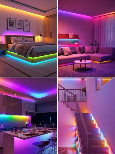 Vista 4 de Tira de luces LED, tiras de luz RGB de 5 V que cambian de color con control remoto, luces LED flexibles alimentadas por USB para dormitorio, TV