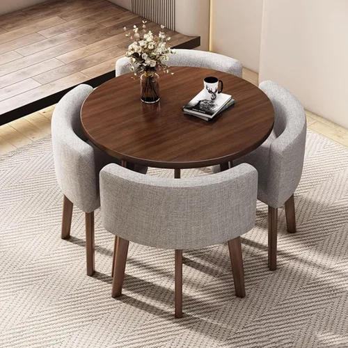 Vista 10 de YVYKFZD Office Reception Room Club Table, Small Kitchen Dining Table Set for 4, Round Conference Table, Simple Conference Room Table and Chairs Blue