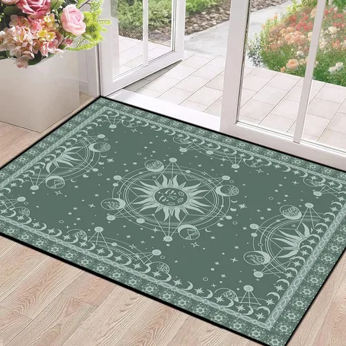 Vista 48 de Alfombra de Sol y Luna Boho Alfombras de Área Celestiales para Dormitorio Residencia Universitaria Sala de Estar Bohemia Oculta Creciente Solar