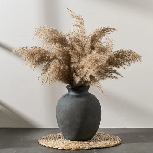 Vista 2 de SIDUCAL Florero decorativo de cerámica Florero rústico de 7.48 pulgadas para decoración del hogar, mesa, sala de estar, baño, escritorio de café