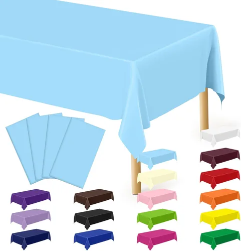 Vista 99 de QZYL 4 manteles de picnic con fundas de banco, manteles de plástico negro, 54 x 108 pulgadas, fundas rectangulares desechables impermeables