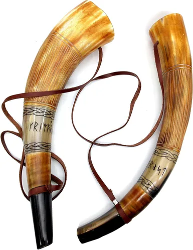 Vista 10 de 5MOONSUN5 's Viking Soplando cuerno de vaca silbato - Medieval, Ganado nórdico, corneta de cuerno antiguo - Herramienta de caza