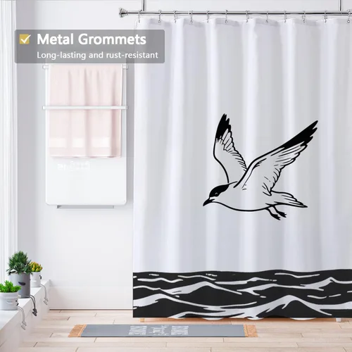 Vista 2 de LLSCL Forro de cortina de ducha de tela con imanes, calidad de hotel impermeable, 72 x 72 pulgadas, lavable a máquina