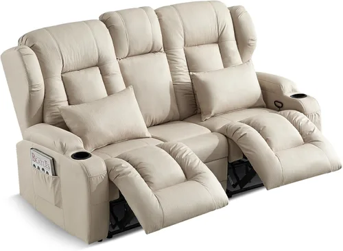 Vista 9 de SAMERY Sofá reclinable de 66 pulgadas, sofá reclinable manual reclinable de pared de 6 pulgadas con consola de almacenamiento, portavasos