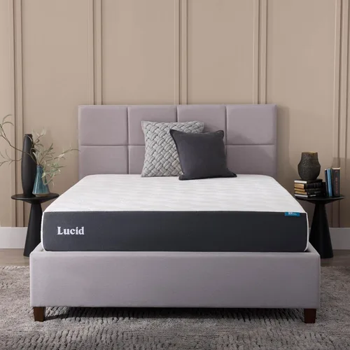 Vista 7 de Lucid - Colchón de espuma viscoelástica de 8 pulgadas - Sensación de firmeza media - Infundido con refrescante carbón de bambú y gel refrescante