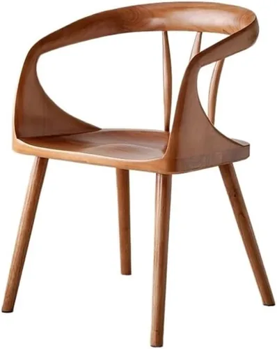 Vista 8 de Sillas de comedor, moderna silla de comedor de madera maciza con reposabrazos - Muebles de cocina y sala de estar, Sillas para comedor (color cereza)