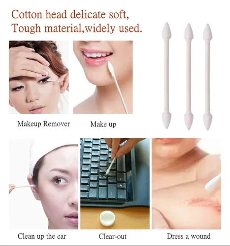 Vista 6 de Hisopos de algodón 800 piezas, puntas de doble precisión con barra de papel, 4 paquetes de 200 piezas (puntiagudo + cabeza en espiral)