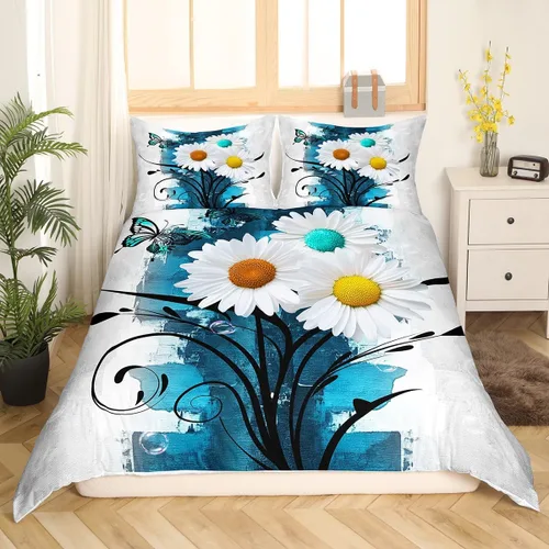 Vista 9 de Erosebridal Funda de edredón de rosa rústica para niños, adolescentes y jóvenes, funda de edredón retro teñida con lazo, juego de ropa de cama
