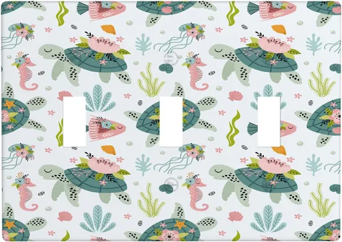 Vista 60 de Placa de interruptor de luz de tortuga marina de 1 banda, placa de pared basculante individual, placa decorativa eléctrica GFCI para decoración