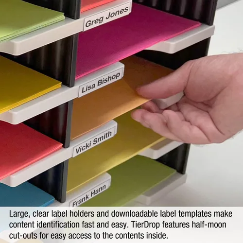 Vista 7 de Ultimate Office TierDrop - Organizador de literatura/formularios para sala de correo, clasificador de aula, 16 compartimentos con niveles