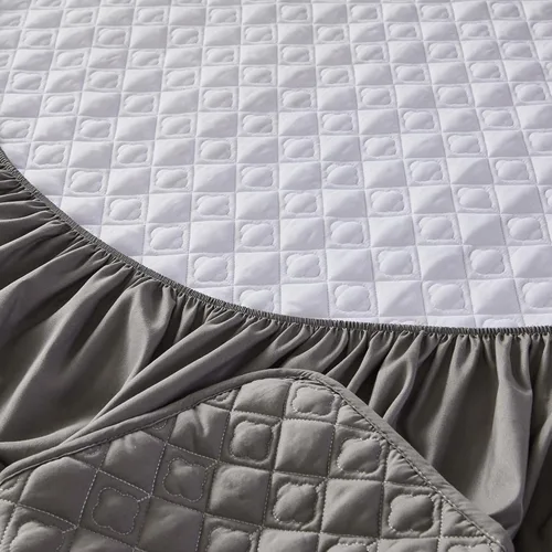 Vista 4 de Sábana bajera gris tamaño King, sábana bajera de bolsillo profundo, cálida para invierno, transpirable, antideslizante, perfecta para el cuidado