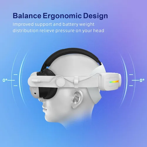 Vista 5 de QWOS RGB Comfort Battery Head Strap 8000mAh Compatible with Meta Quest 3 Accessories, Battery Pack Elite Strap Replacement for Enhanced Support and