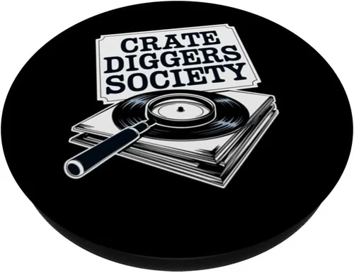 Vista 2 de Vinyl Record Collector Retro Music Turntable Lover PopSockets Adhesive PopGrip