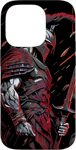 Vista 17 de Funda motivacional épica para iPhone 16 con motivación Spartan Warrior Trojan Warrior Gladiador