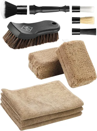 Vista 10 de Fantasticlean Juego de 9 piezas de detalles para el interior del automóvil, paño de microfibra y aplicador, cepillos de detalles de una sola cabeza