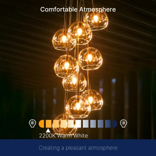 Vista 6 de FLSNT Bombillas LED equivalentes a 40 W, bombillas LED ámbar regulables B11 E12, base de candelabro, 2200 K, blanco cálido, 330 lm, paquete de 6