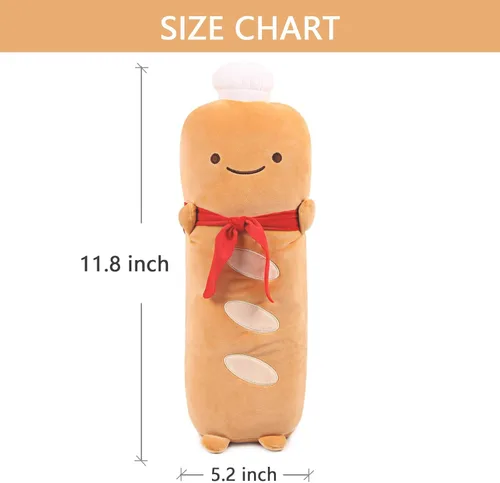 Vista 4 de VHYHCY - Almohada de pan tostado, almohada de peluche de comida divertida, pequeña y bonita almohada de felpa para sofá (baguette francés, marrón)