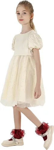 Vista 5 de Dicry Calcetines de doble encaje con volantes grandes para bebés y niños pequeños
