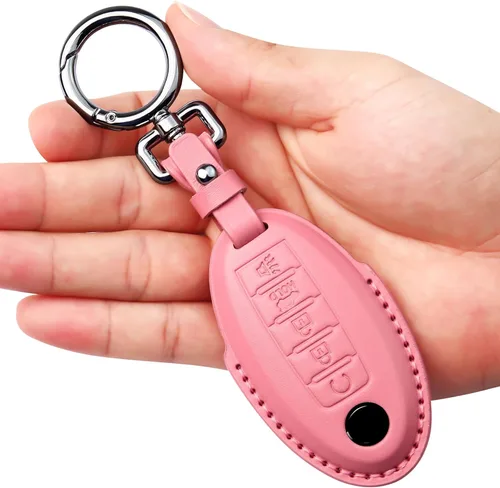 Vista 16 de Tukellen Compatible con llave de Nissan, funda de cuero genuino hecha a mano para Altima Pathfinder Armada Murano Maxima Rogue Infinity Smart Remote