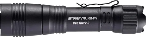 Vista 2 de Streamlight 89000 ProTac 2.0 de 2,000 lúmenes, linterna LED táctica recargable de 17,300 candelas con cable USB C, con funda y caja, color negro