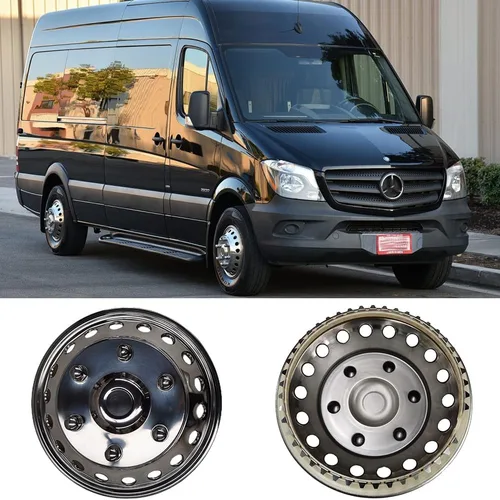 Vista 13 de K16A - Simulador de rueda doble de acero inoxidable pulido de 16 pulgadas, 4 piezas de tapacubos a presión, cubierta de rueda de 6 tuercas y 18