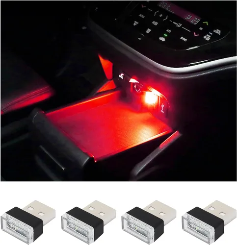 Vista 10 de Augeny 4 PCS Lámparas LED USB para Atmósfera Interior del Coche, Luz Nocturna Decorativa USB Enchufable, Kit de Iluminación Ambiental Portátil, 2