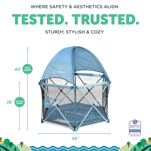 Vista 4 de Baby Delight Go with Me Eclipse Deluxe - Corral portátil de lujo, parque infantil, toldo para el sol, interior y exterior, suelo de nailon ultra