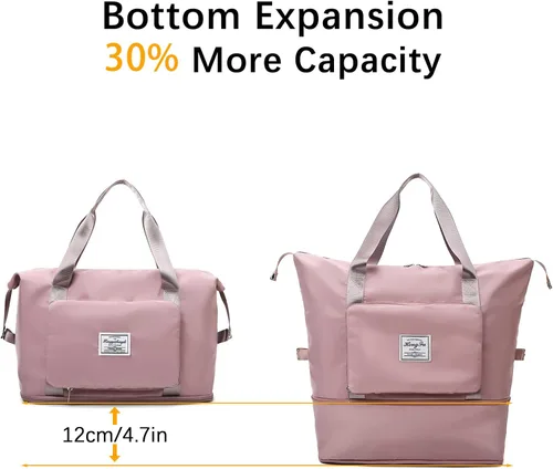 Vista 2 de Bolsa de viaje plegable de gran capacidad, bolsas de mano ligeras e impermeables, adecuadas para pasar la noche