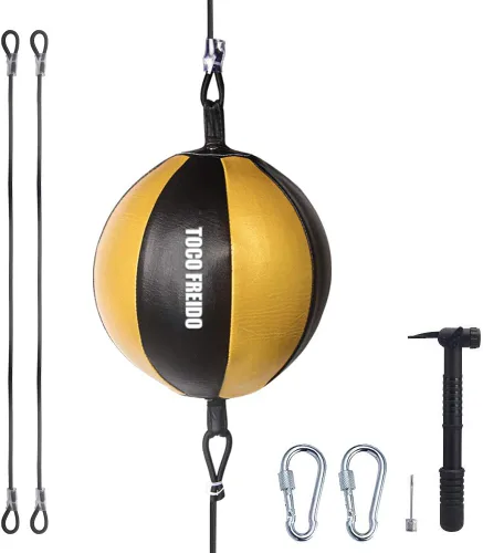 Vista 11 de TOCO FREIDO Bola de boxeo de doble extremo, bolsa de velocidad con niveles de dificultad Pelota refleja de boxeo con diadema, perfecta