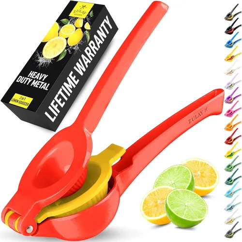 Vista 14 de Zulay Kitchen Exprimidor de limón 2 en 1 de metal, exprimidor de mano de extracción máxima resistente, exprimidor de limón que recibe hasta