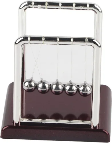 Vista 3 de Kikumi Newton Cradle Pendulum with 7 Balls, Physical Eternal Mo Square Balance Pendulum Ball Toy, Home Office, Desk, Table Decoration