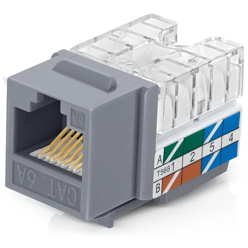 Vista 44 de Everest - Paquete de 10 conectores Keystone RJ45 Cat6A en ángulo de 90°, color blanco, conectores RJ45 hembra de perfil delgado, conector Keystone